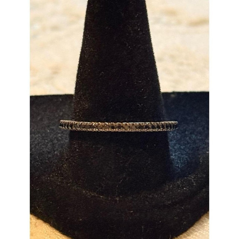 Elegant, Dainty Black Spinel Infinity Band - Size 10